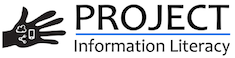 Logo for Project Information Literacy in black. Has a hand in front.